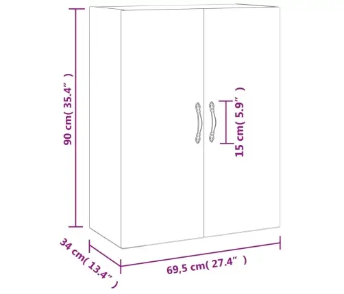 Prie Sienos Montuojama Spintelė, Ąžuolo, 69,5X34X90cm Mediena