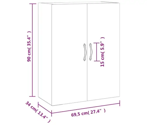Prie Sienos Montuojama Spintelė, Pilka, 69,5X34X90cm Mediena Prie Sienos Montuojama Spintelė, Pilka, 69,5X34X90cm Mediena