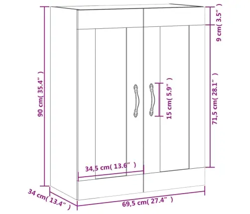 Prie Sienos Montuojama Spintelė, Balta, 69,5X34X90cm Mediena