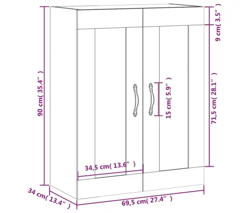 Seinakapp, Suitsutatud Tamm, 69,5 X 34 X 90 cm Tehispuit