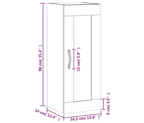 Sienas Skapītis, 34,5X34X90Cm, Inženierijas Koks,Ozolkoka Brūns Vidaxl