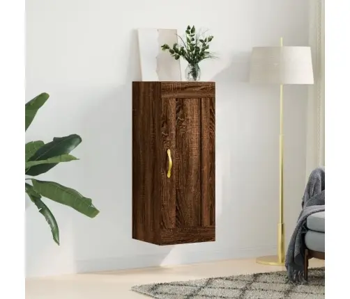 Sienas Skapītis, 34,5X34X90Cm, Inženierijas Koks,Ozolkoka Brūns Vidaxl