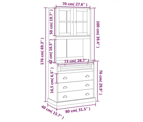Kõrge Kapp "Vigo" Valge, 80 X 40 X 176 cm Männipuit