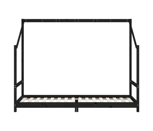 Bērnu Gultas Rāmis, Melns, 90X200 Cm, Priedes Masīvkoks Vidaxl