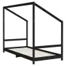 Bērnu Gultas Rāmis, Melns, 90X190 Cm, Priedes Masīvkoks Vidaxl