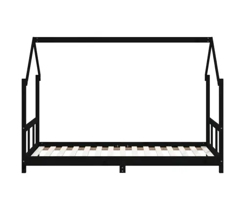 Bērnu Gultas Rāmis, Melns, 90X190 Cm, Priedes Masīvkoks Vidaxl