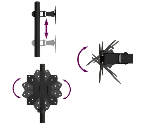 Dubultais Monitora Statīvs, Melns, Tērauds, Vesa, 75/100 Mm Vidaxl
