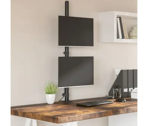 Dubultais Monitora Statīvs, Melns, Tērauds, Vesa, 75/100 Mm Vidaxl