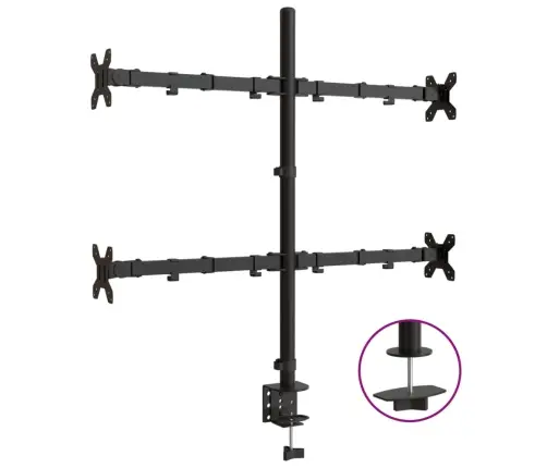 Monitora Statīvs, Melns, Tērauds, Vesa, 75/100 Mm Vidaxl