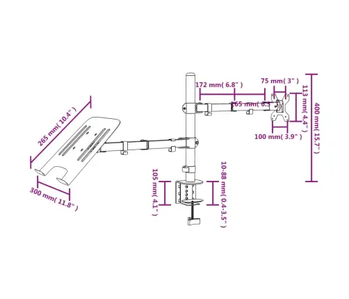 Monitora Statīvs, Melns, Tērauds, Vesa, 75/100 Mm Vidaxl