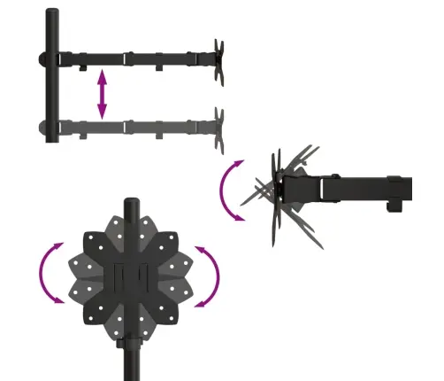 Monitora Statīvs, Melns, Tērauds, Vesa, 75/100 Mm Vidaxl