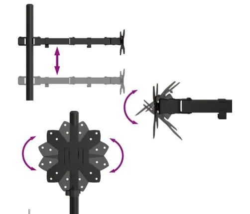 Monitora Statīvs, Melns, Tērauds, Vesa, 75/100 Mm Vidaxl