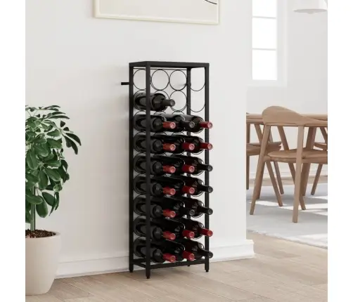 Veiniriiul 27 Pudelile, Must, 34 X 18 X 100 cm Sepistatud Raud