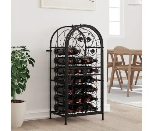 Vīna Pudeļu Plaukts 33 Pudelēm, 45X36X100 Cm, Melna Dzelzs Vidaxl