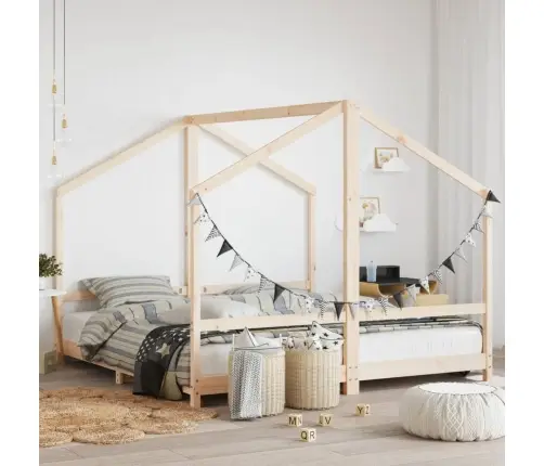 Bērnu Gultas Rāmis, 2X(90X190) Cm, Priedes Masīvkoks Vidaxl