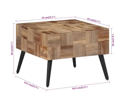 Kafijas Galdiņš, Pelēks, 55X55X40 Cm, Pārstrādāts Tīkkoks Vidaxl Kafijas Galdiņš, Pelēks, 55X55X40 Cm, Pārstrādāts Tīkkoks Vidaxl