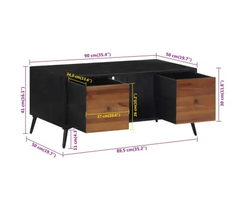 Kavos Staliukas, 90X50X41cm Perdirbta Tikmedžio Mediena