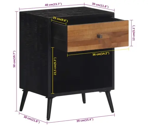 Naktsskapītis, 40X30X50 Cm, Masīvs Tīkkoks Vidaxl