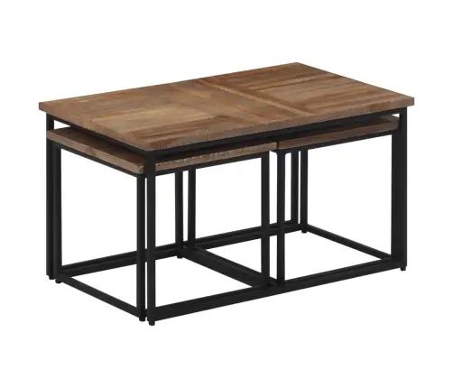 Sustumiami Kavos Staliukai, 3Vnt., Tikmedžio Medienos Masyvas