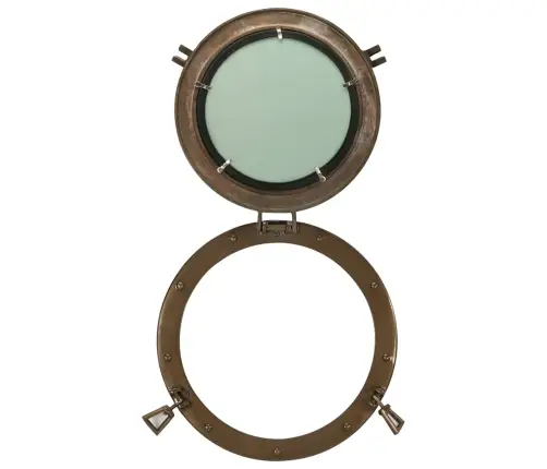 Veidrodis, 38cm Aliuminis Ir Stiklas, Iliuminatoriaus Formos