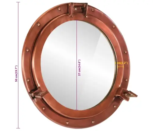 Illuminaator Peegel, Seinale, Ø50 cm Alumiinium Ja Klaas