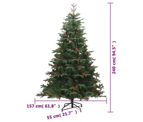 Mākslīgā Ziemassvētku Egle Ar Čiekuriem Un Ogām, 240 Cm Vidaxl