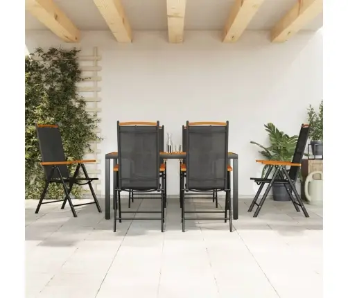 7-Daļīgs Dārza Mēbeļu Komplekts, Melns, Brūns, Alumīnijs Vidaxl