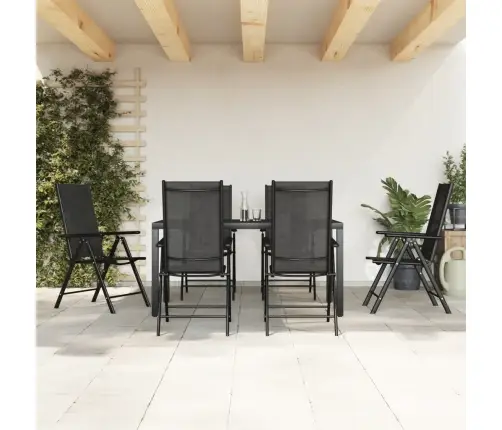 7-Daļīgs Dārza Mēbeļu Komplekts, Melns, Alumīnijs Vidaxl