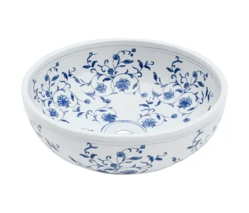 Izlietne, Liekama Uz Virsmas, Balta Ar Zilu, Apaļa, Φ41X14 Cm Vidaxl