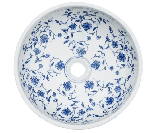 Izlietne, Liekama Uz Virsmas, Balta Ar Zilu, Apaļa, Φ41X14 Cm Vidaxl