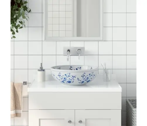 Izlietne, Liekama Uz Virsmas, Balta Ar Zilu, Apaļa, Φ41X14 Cm Vidaxl