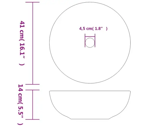 Valamu Tööpinnale, Must, Ümar, Φ41 X 14, Keraamiline