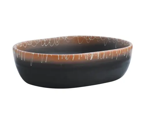 Izlietne, Liekama Uz Virsmas, Melni Oranža, Ovāla, 47X33X13 Cm Vidaxl