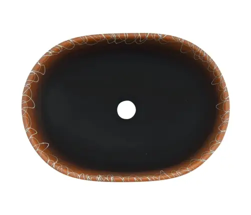 Izlietne, Liekama Uz Virsmas, Melni Oranža, Ovāla, 47X33X13 Cm Vidaxl