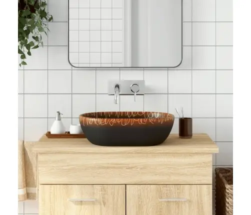 Izlietne, Liekama Uz Virsmas, Melni Oranža, Ovāla, 47X33X13 Cm Vidaxl