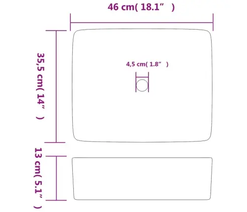 Praustuvas Ant Stalviršio, Baltas, 46X35,5X13cm Keramika