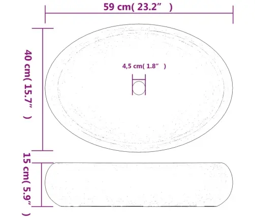 Praustuvas Ant Stalviršio, Žalias/Rudas, 59X40X15 , Keramika