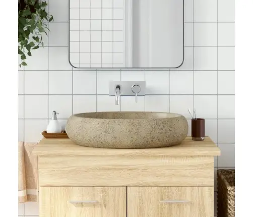 Izlietne, Liekama Uz Virsmas, Smilšu Krāsa, Ovāla, 59X40X15 Cm Vidaxl