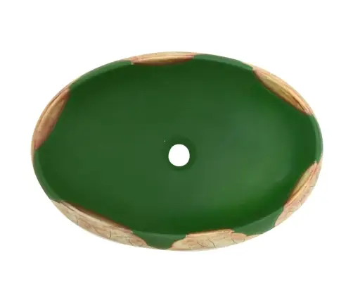 Izlietne, Liekama Uz Virsmas, Zaļa Un Brūna, Ovāla, 59X40X15 Cm Vidaxl