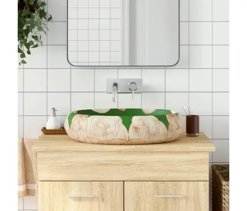 Izlietne, Liekama Uz Virsmas, Zaļa Un Brūna, Ovāla, 59X40X15 Cm Vidaxl