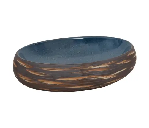 Izlietne, Liekama Uz Virsmas, Brūns Ar Zils, Ovāla, 59X40X15 Cm Vidaxl