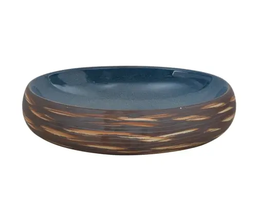 Izlietne, Liekama Uz Virsmas, Brūns Ar Zils, Ovāla, 59X40X15 Cm Vidaxl