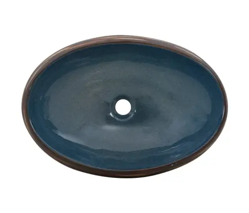 Izlietne, Liekama Uz Virsmas, Brūns Ar Zils, Ovāla, 59X40X15 Cm Vidaxl
