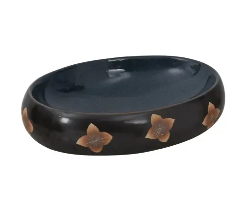 Valamu Tööpinnale, Pruun/Sinine, Ovaalne,9X40X15cm Keraamiline