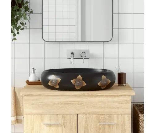 Valamu Tööpinnale, Pruun/Sinine, Ovaalne,9X40X15cm Keraamiline