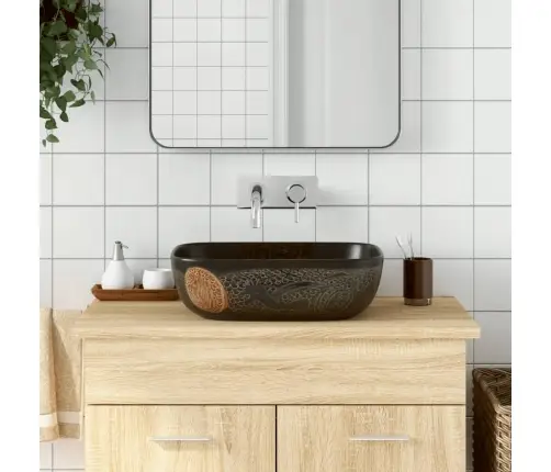 Izlietne, Liekama Uz Virsmas, Melna, Taisnstūra, 48X37,5X13,5Cm Vidaxl