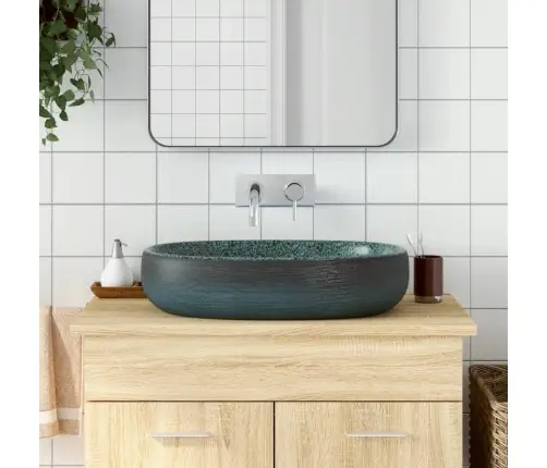 Izlietne, Liekama Uz Virsmas, Tirkīzzila, Ovāla, 59X40X14 Cm Vidaxl