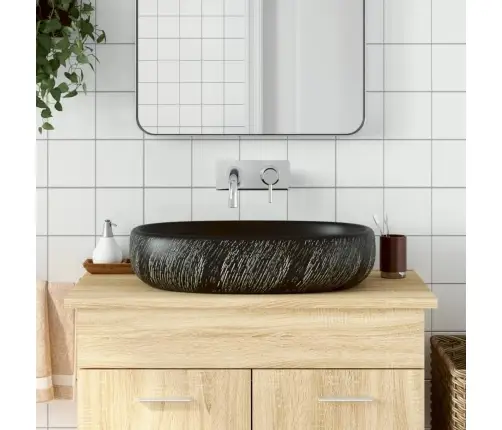 Izlietne, Liekama Uz Virsmas, Melna, Ovāla, 59X40X14 Cm Vidaxl