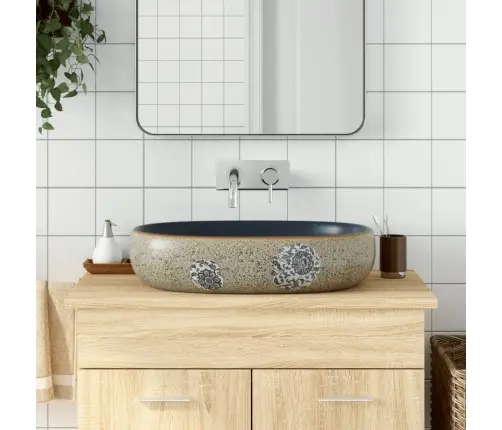 Praustuvas, Smėlio Ir Mėlynas, 59X40X14cm Keramika, Ovalus