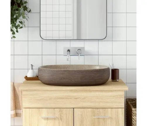 Izlietne, Liekama Uz Virsmas, Smilškrāsas, Brūna, 59X40X14 Cm Vidaxl